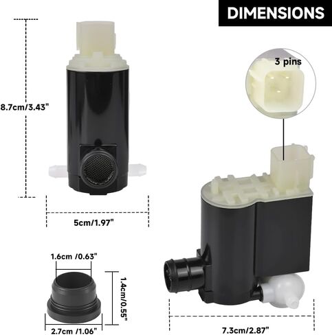 Windshield Washer Motor Pump for Hyundai Tucson 2005-2009 / Tiburon 2003-2006 / Elantra Touring 2009-2012 | High-Pressure Spraying | Replace Part 98510-2L100, 985102L100 in Saudi Arabia