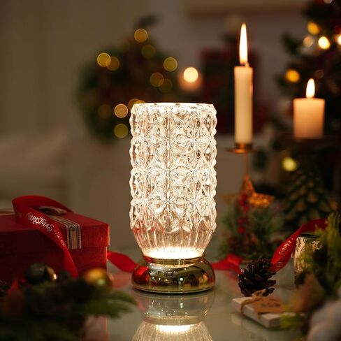 Crystal Vase, Dimmable Cordless Table Lamp, Rechargeable Crystal Light for Home Decor, Bedroom, Livingroom in Saudi Arabia