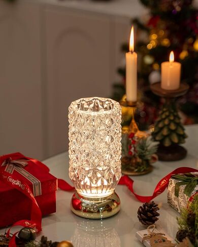 Crystal Vase, Dimmable Cordless Table Lamp, Rechargeable Crystal Light for Home Decor, Bedroom, Livingroom in Saudi Arabia