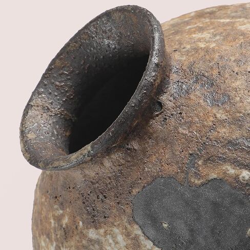 Qinyoung Rustic Vase for Home Decor Rusty Wabi Sabi Style Ceramic Vase Brown Ceramic for Living Room Decor, Rustic Flower Vessel Wabi Sabi Style Decoration for Living Room in Saudi Arabia