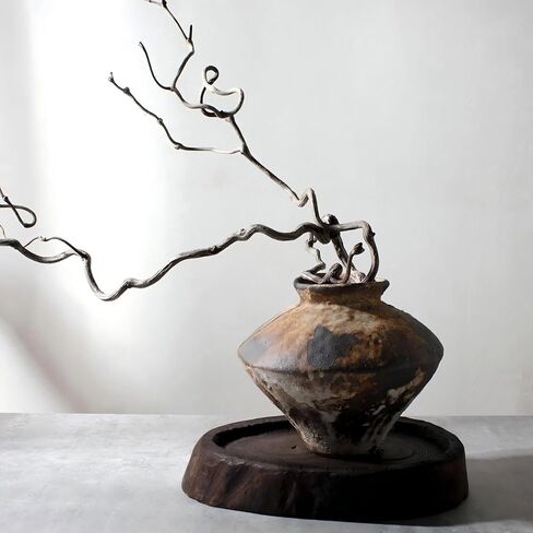 Qinyoung Rustic Vase for Home Decor Rusty Wabi Sabi Style Ceramic Vase Brown Ceramic for Living Room Decor, Rustic Flower Vessel Wabi Sabi Style Decoration for Living Room in Saudi Arabia