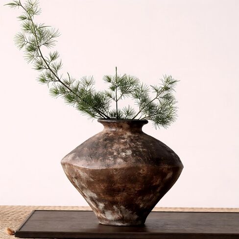 Qinyoung Rustic Vase for Home Decor Rusty Wabi Sabi Style Ceramic Vase Brown Ceramic for Living Room Decor, Rustic Flower Vessel Wabi Sabi Style Decoration for Living Room in Saudi Arabia