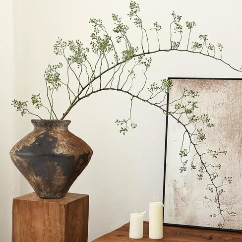 Qinyoung Rustic Vase for Home Decor Rusty Wabi Sabi Style Ceramic Vase Brown Ceramic for Living Room Decor, Rustic Flower Vessel Wabi Sabi Style Decoration for Living Room in Saudi Arabia