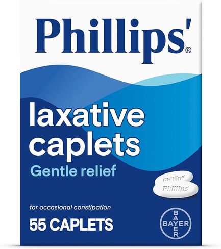 Phillips' Laxative Caplets, With Naturally Sourced Magnesium Supplement for Gentle Relief of Occasional Constipation, Cramp and Stimulant Free Laxatives, 100 Caplets in Kuwait