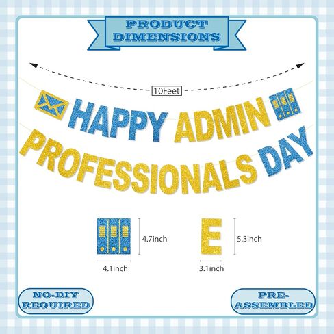 Happy Admin Professionals Day Banner No DIY Glitter Happy Administrative Professionals Day Office Party Decorations Administrative Professionals Day Gifts Appreciation Decorations in Kuwait