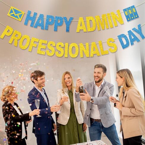 Happy Admin Professionals Day Banner No DIY Glitter Happy Administrative Professionals Day Office Party Decorations Administrative Professionals Day Gifts Appreciation Decorations in Kuwait