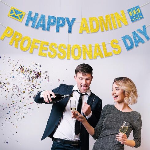Happy Admin Professionals Day Banner No DIY Glitter Happy Administrative Professionals Day Office Party Decorations Administrative Professionals Day Gifts Appreciation Decorations in Kuwait