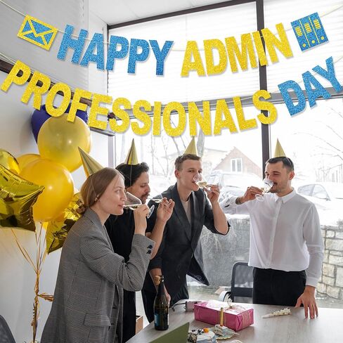 Happy Admin Professionals Day Banner No DIY Glitter Happy Administrative Professionals Day Office Party Decorations Administrative Professionals Day Gifts Appreciation Decorations in Kuwait