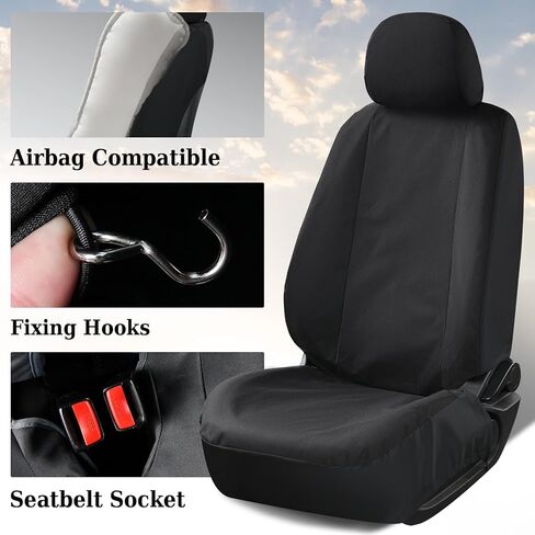 Coverado Seat Covers Custom Fit for Tacoma Double Cab/Crew Cab SR/SR5/TRD Sport/TRD Off-Road/Limited Seat Cushion Protectors 2016-2023 Oxford (Frontpair, Black) in Saudi Arabia