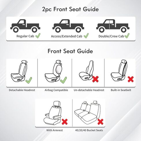 Coverado Seat Covers Custom Fit for Tacoma Double Cab/Crew Cab SR/SR5/TRD Sport/TRD Off-Road/Limited Seat Cushion Protectors 2016-2023 Oxford (Frontpair, Black) in Saudi Arabia