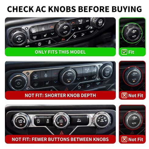 غطاء مقبض زر مناسب لسيارة Jeep Wrangler JL JLU 2018-2025 & Gladiator JT 2020-2024 ملحقات غطاء زر مكيف الهواء الأمامي وحدات التحكم المركزية غطاء مقبض التبديل 4 قطعة in Kuwait