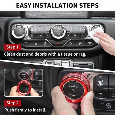 غطاء مقبض زر مناسب لسيارة Jeep Wrangler JL JLU 2018-2025 & Gladiator JT 2020-2024 ملحقات غطاء زر مكيف الهواء الأمامي وحدات التحكم المركزية غطاء مقبض التبديل 4 قطعة in Kuwait