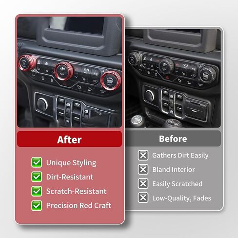 غطاء مقبض زر مناسب لسيارة Jeep Wrangler JL JLU 2018-2025 & Gladiator JT 2020-2024 ملحقات غطاء زر مكيف الهواء الأمامي وحدات التحكم المركزية غطاء مقبض التبديل 4 قطعة in Kuwait