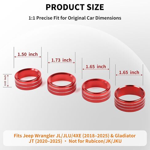 غطاء مقبض زر مناسب لسيارة Jeep Wrangler JL JLU 2018-2025 & Gladiator JT 2020-2024 ملحقات غطاء زر مكيف الهواء الأمامي وحدات التحكم المركزية غطاء مقبض التبديل 4 قطعة in Kuwait