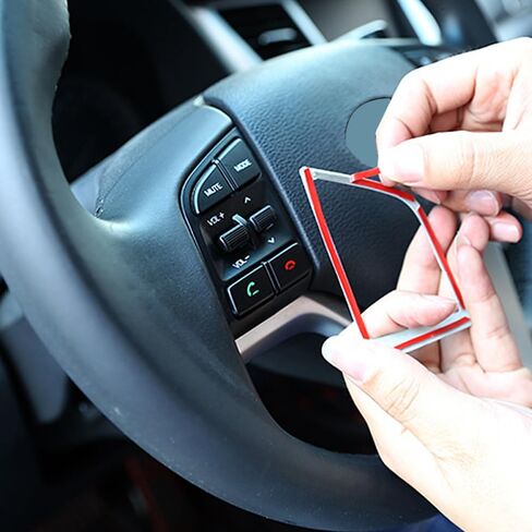 2PCS Carbon Fiber Color Car Accessories Interior Center Console Decor Steering Wheel Switch Button Sequins Cover Trim for Hyundai Tucson 2016-2020 in Kuwait