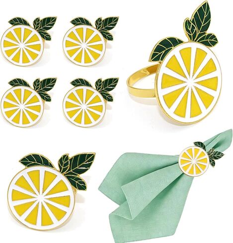 Enamel Lemon Napkin Rings Set of 8 Durable Alloy Fruit Napkin Holder Rings for Thanksgiving Christmas Wedding Banquet Birthday Dinner Party Table Decorations in Kuwait
