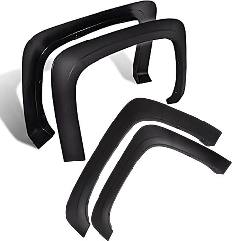 PIT66 Fender Flares، مناسب لـ 2007-2013 Chevy Silverado 1500، Fit 2007-2013 Silverado 2500HD/3500HD 78.0 بوصة/97.6 بوصة سرير طويل (ليس للثنائي، غير مناسب لـ GMC Sierra)، مجموعة مشاعل العجلات السوداء على طراز المصنع، 4 قطع in Saudi Arabia