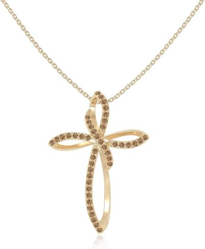 Natural Gemstone Infinity Cross Pendant Necklaces for Women in Silver/18K Yellow/Rose Gold Vermeil,Birthstone Jewelry Gifts for Her Birthday,Anniversary,Christmas, Graduation in Saudi Arabia