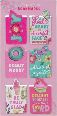 Christian Art Gifts Inspirational Scripture Magnetic Bookmark Set for Girls: A Glad Heart Encouraging Bible Verses, Slim Colorful Pagemarkers for Kids, Reading, Books, Bibles, 6 Pack in Saudi Arabia