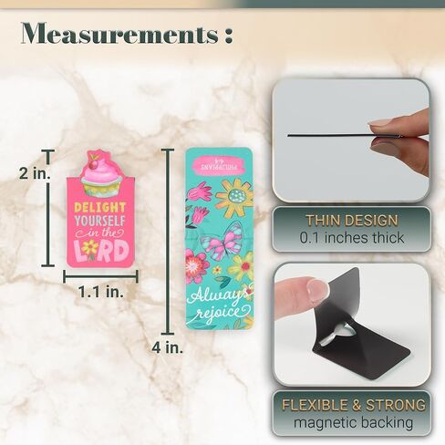 Christian Art Gifts Inspirational Scripture Magnetic Bookmark Set for Girls: A Glad Heart Encouraging Bible Verses, Slim Colorful Pagemarkers for Kids, Reading, Books, Bibles, 6 Pack in Saudi Arabia