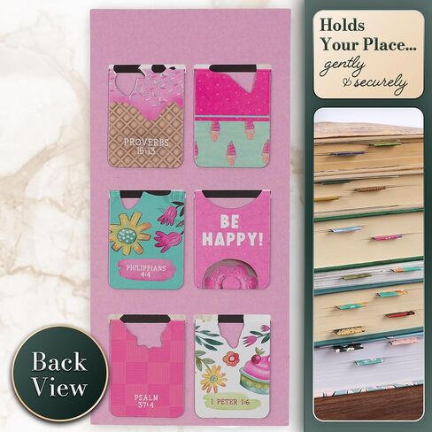 Christian Art Gifts Inspirational Scripture Magnetic Bookmark Set for Girls: A Glad Heart Encouraging Bible Verses, Slim Colorful Pagemarkers for Kids, Reading, Books, Bibles, 6 Pack in Saudi Arabia