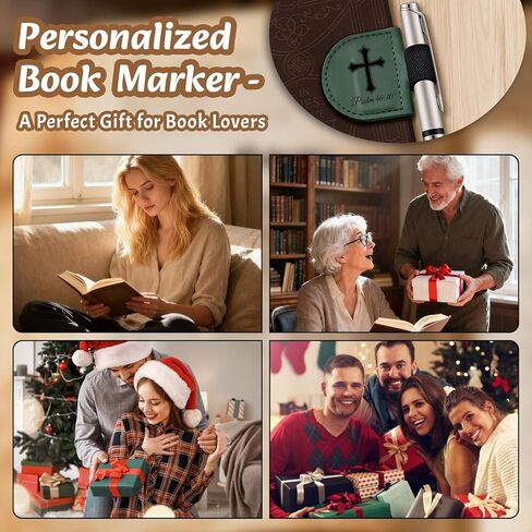 Bygone Mark Personalized Leather Bookmark with Pen Holder - Magnetic Bible Verse Design, Inspirational Gifts for Men and Women, Christian Book Lovers Reading Accessory (Brown-Philippians 4:13) in Saudi Arabia