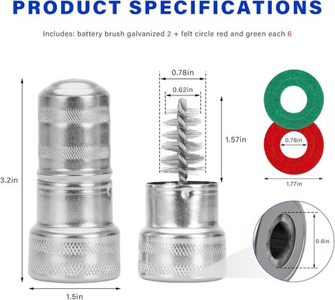 Battery Terminal Cleaner Kit, 2 Car Battery Post Terminal Brushes with 12 Anti-Corrosion Felt Washers, Cleaning Wire Brush Kit Universal Accessories for Truck RV Boat Batteries in Kuwait
