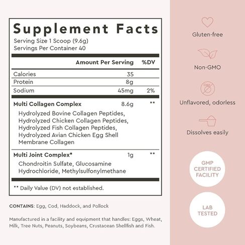 Alaya Multi Collagen Powder - Type I, II, III, V, X Hydrolyzed Collagen Peptides Protein Powder Supplement with MSM + GC (Unflavored) (40 Servings) in Kuwait