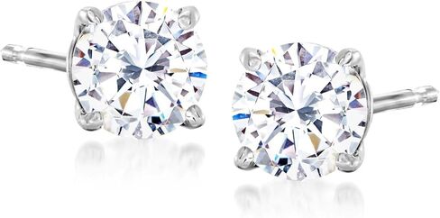 Ross-Simons Round CZ Stud Earrings in 14kt White Gold in Saudi Arabia