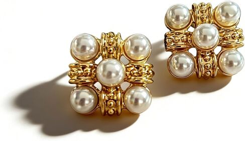 Vintage Square Imitation Pearl Earrings Elegant Earrings For Women, Perfect For Wedding, Party Or Evening Wear in Kuwait