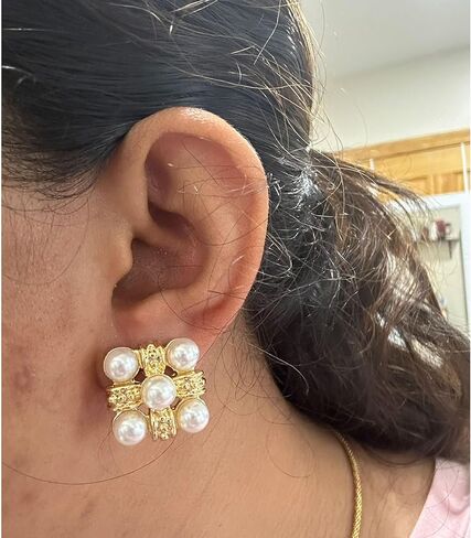 Vintage Square Imitation Pearl Earrings Elegant Earrings For Women, Perfect For Wedding, Party Or Evening Wear in Kuwait