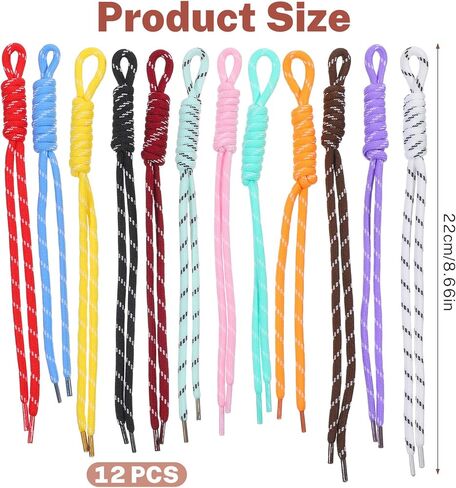 Colorful Paracord Keychain Bag Charm 12 Pcs Handmade Rope Charms DIY Paracord Rope Keychain Accessories for Handbag Backpack in Kuwait