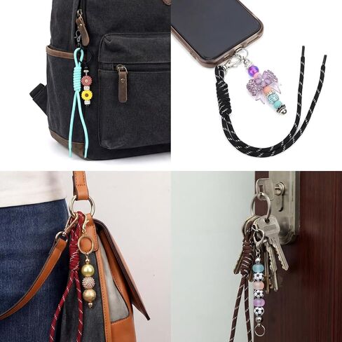 Colorful Paracord Keychain Bag Charm 12 Pcs Handmade Rope Charms DIY Paracord Rope Keychain Accessories for Handbag Backpack in Kuwait