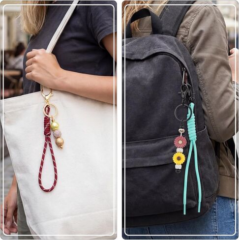 Colorful Paracord Keychain Bag Charm 12 Pcs Handmade Rope Charms DIY Paracord Rope Keychain Accessories for Handbag Backpack in Kuwait