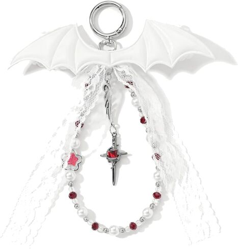 Bat Keychain For Women, Butterfly Bow Lace Printing Wing Beadable Leather Dark Style Gift Accessories in Kuwait