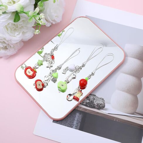 5 قطع من سلاسل مفاتيح التفاح للنساء لطيف باللون الأخضر/الأحمر على شكل فاكهة ساحرة، سلسلة مفاتيح جمالية Y2K سلاسل مفاتيح أنيقة لحقائب الظهر، ملحقات سلسلة المفاتيح للنساء in Kuwait