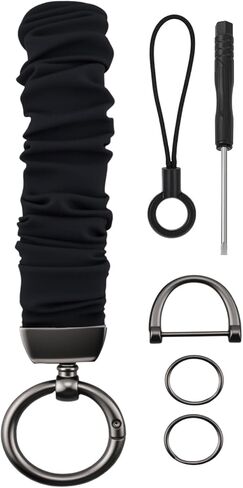 محفظة سلسلة مفاتيح Scrunchie قابلة للتمدد، سلسلة مفاتيح مع حزام حبل بحلقة على شكل حرف D للنساء والرجال ومفاتيح السيارة ومحفظة شارات الهوية in Kuwait
