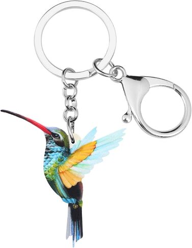 BONSNY Acrylic Blue Hummingbird Keychains For Women Gifts Car Purse Birds handbag Pendant Charms in Saudi Arabia
