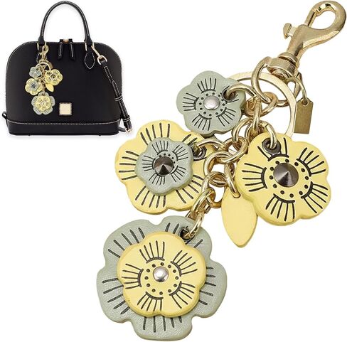 Flower Bag Charms for Women Purse Charms for Handbags Leather Flower Keychain Retro Aesthetic Keychain Accessories in Saudi Arabia