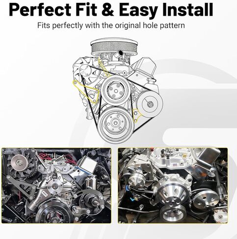 مجموعة دعامة توجيه كهربائية لمولد كهربائي SBC قابل للتعديل من الألومنيوم لكتلة صغيرة LWP Chevy، متوافقة مع 305 327 350 V8، ومضخات المياه الطويلة وأنظمة الحزام V in Kuwait