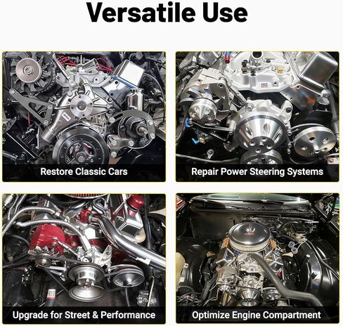 مجموعة دعامة توجيه كهربائية لمولد كهربائي SBC قابل للتعديل من الألومنيوم لكتلة صغيرة LWP Chevy، متوافقة مع 305 327 350 V8، ومضخات المياه الطويلة وأنظمة الحزام V in Kuwait