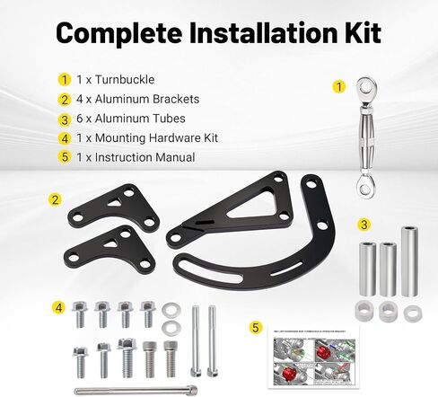 مجموعة دعامة توجيه كهربائية لمولد كهربائي SBC قابل للتعديل من الألومنيوم لكتلة صغيرة LWP Chevy، متوافقة مع 305 327 350 V8، ومضخات المياه الطويلة وأنظمة الحزام V in Kuwait