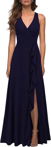 WOOSEA Women's Deep V Neck Sexy Split Evening Cocktail Party Maxi A-Line Long Formal Dress in Kuwait