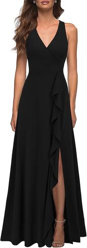 WOOSEA Women's Deep V Neck Sexy Split Evening Cocktail Party Maxi A-Line Long Formal Dress in Saudi Arabia