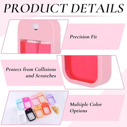 9 PCS Silicone Case for Hand Sanitizer Spray Protective Cover with Keychain Set for Power Mist and Glow Mist 1 fl oz, Colored Hand Sanitizer Spray Accessory in Kuwait