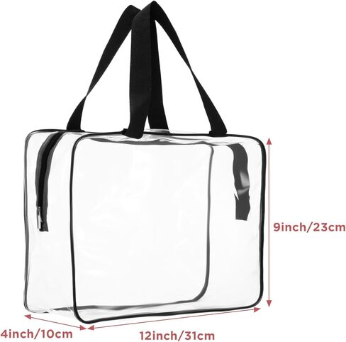 10 PCS Large Clear Makeup Cosmetic Organizer Bag, Plastic PVC Tote Bags with Zipper Handle, Portable Waterproof Transparent Handbag Purse Travel Luggage Pouch in Kuwait