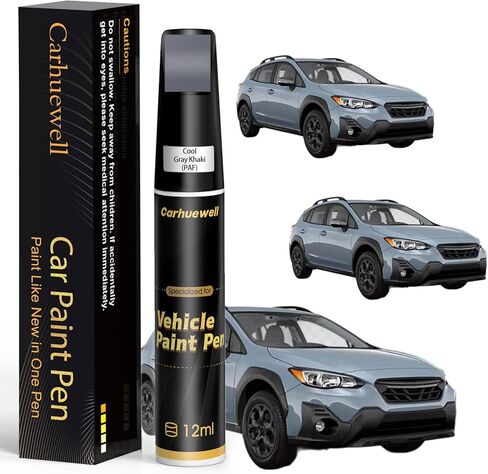 طلاء اللمسات النهائية باللون الرمادي الكاكي (PAF) المتوافق مع SUBARU، قلم طلاء السيارة المطابق تمامًا لمجموعة إزالة خدوش السيارة، حل سريع وسهل لرقائق السيارة والنكات in Kuwait