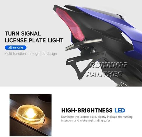 Fit for YAMAHA YZF R1 2021-2025 Motorcycle Integrated License Plate Holder with LED Turn Signal Light Tail Tidy Modified Part Fender Eliminator Kit Rear Frame Tailstock Bracket in Kuwait