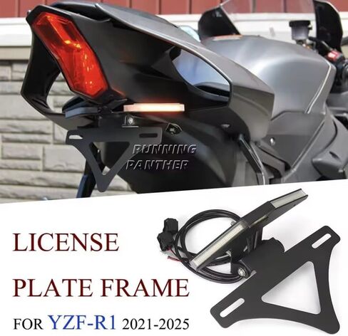 Fit for YAMAHA YZF R1 2021-2025 Motorcycle Integrated License Plate Holder with LED Turn Signal Light Tail Tidy Modified Part Fender Eliminator Kit Rear Frame Tailstock Bracket in Kuwait