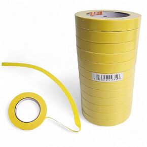 شريط لاصق للسيارات MTP18-12 لون أصفر 18 مم × 50 م (3/4 بوصة × 55 ياردة) - غلاف 12 قطعة - مقاوم لدرجات الحرارة العالية - بدون بقايا - مرن - الطلاء وإعادة التشطيب in Kuwait